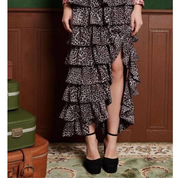NEW SISTER JANE lennox ruffle skirt in leopard brown - Picture 1 of 3